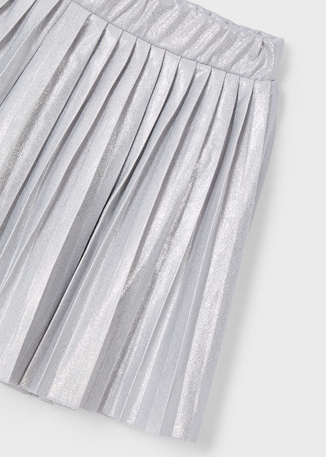 Girls Silver Pleaded Skort