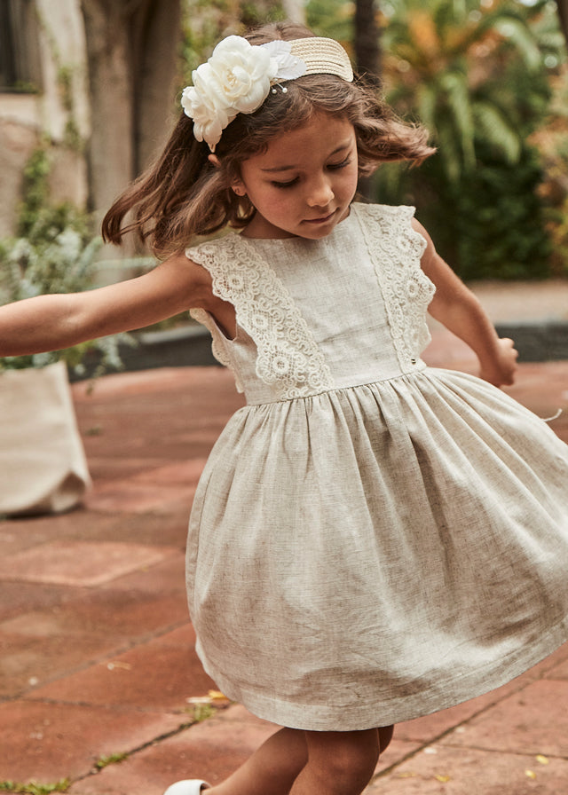 linen flower girl dress White linen flower girl dress. Minimalist dress. Woodland wedding 100% linen V-back summer dress cottage core baptism custom