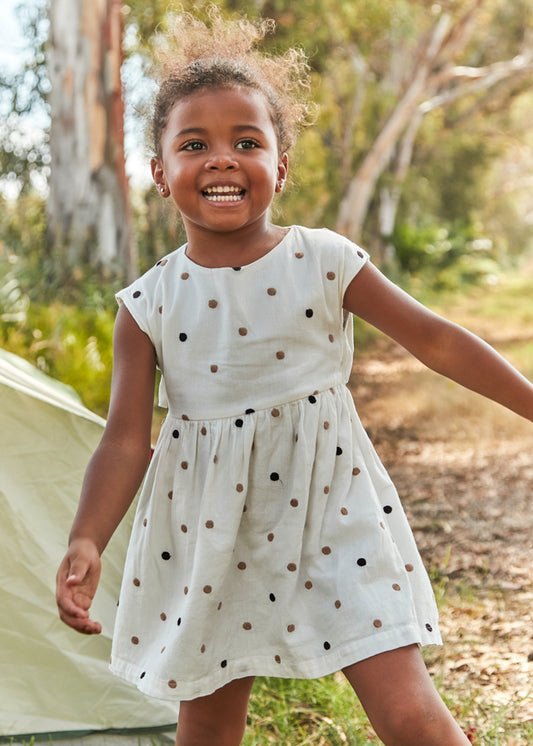 Girl's Embroidered Polka Dots Dress