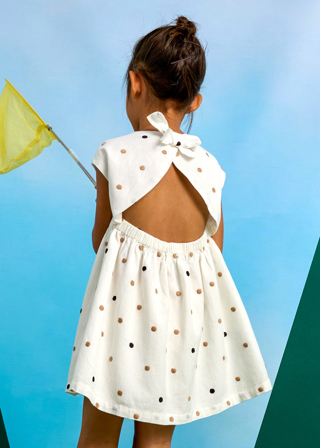 Girl's Embroidered Polka Dots Dress