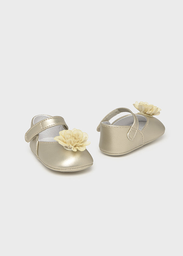Newborn Girl Champagne Mary Jane Shoes