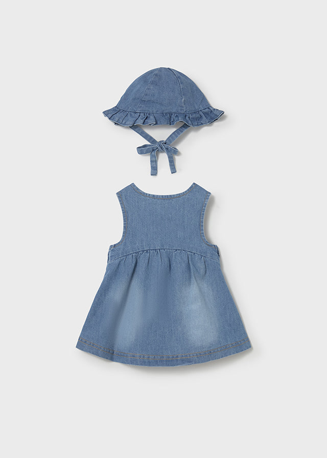 Infant Girl Denim Berry Dress w/Hat