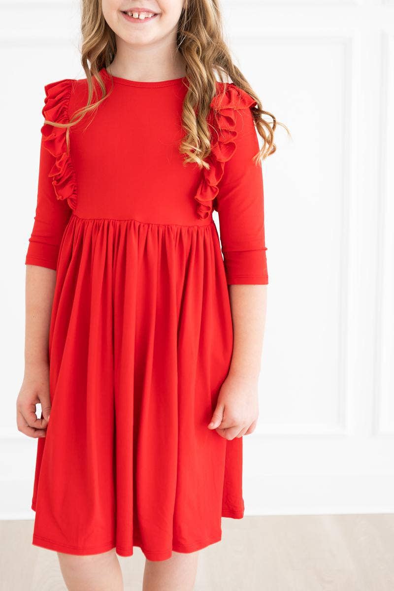 Girl's Red Twirl Ruffle Dress