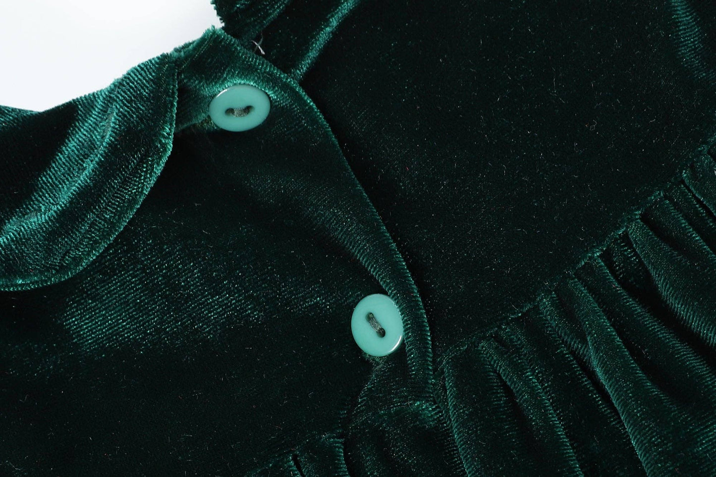 Green Velvet Flutter Sleeve Dress