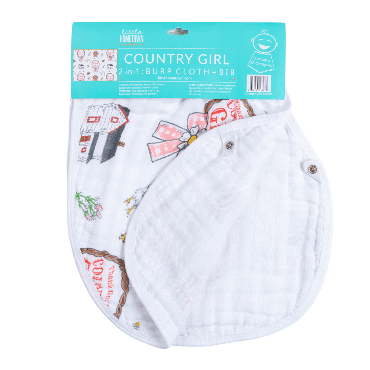 Country Girl Burp Cloth and Bib