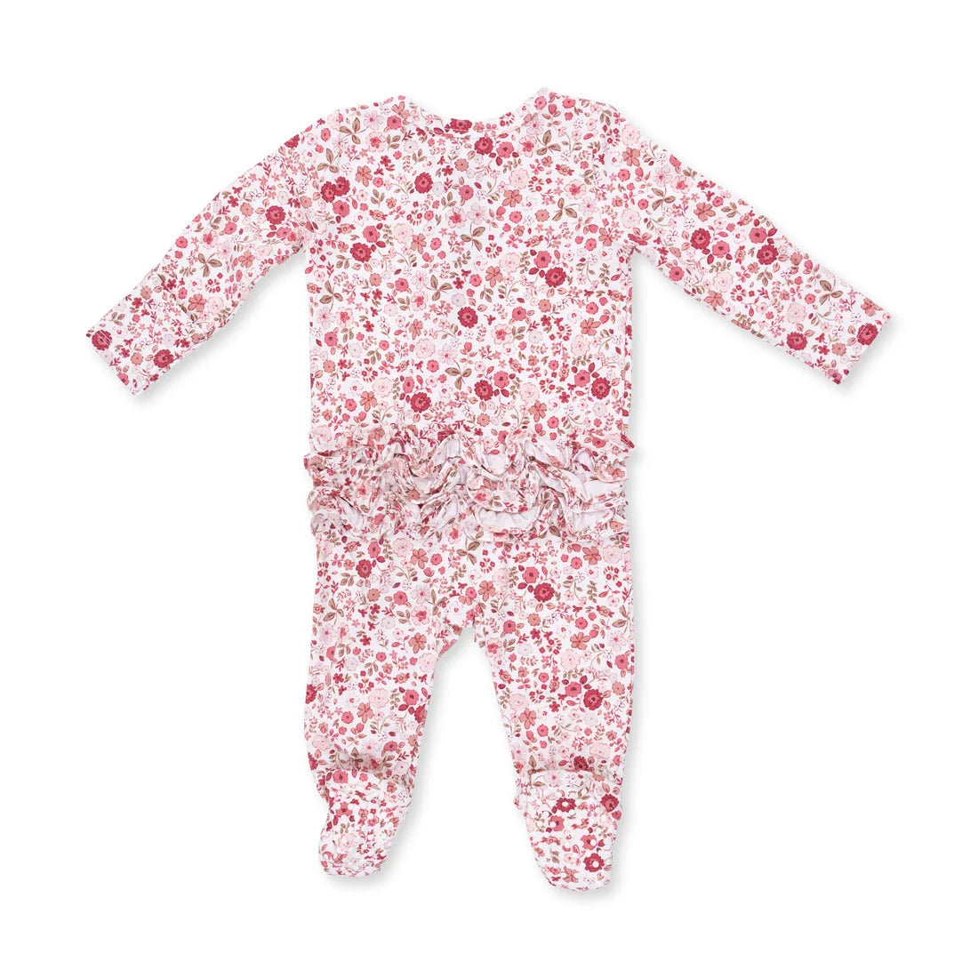 Serene Floral Ruffle Back Footie