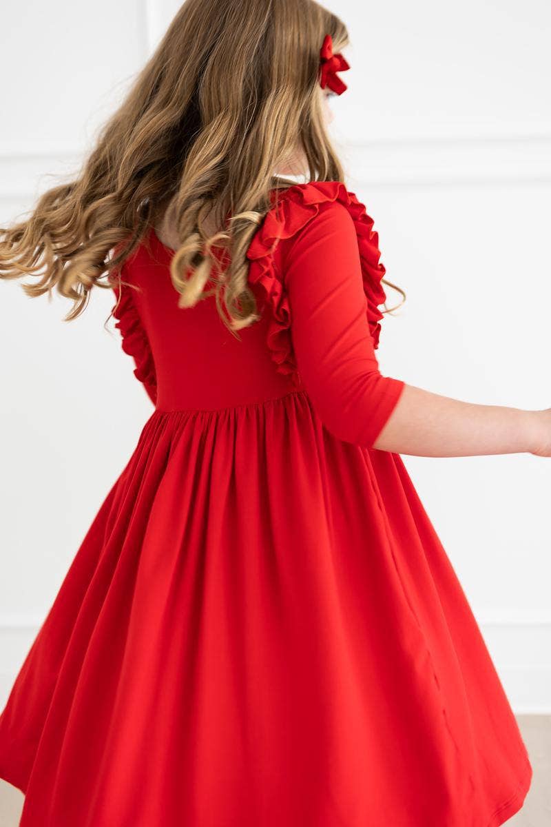 Girl's Red Twirl Ruffle Dress