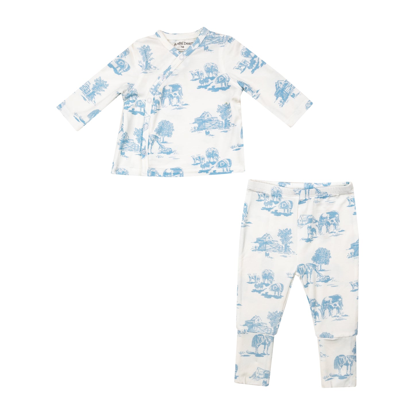 Farm Toile Pink NB Set With Roll Over Cuff Pant