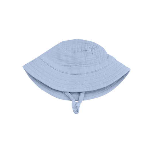 Muslin Solid Blue Bucket Hat