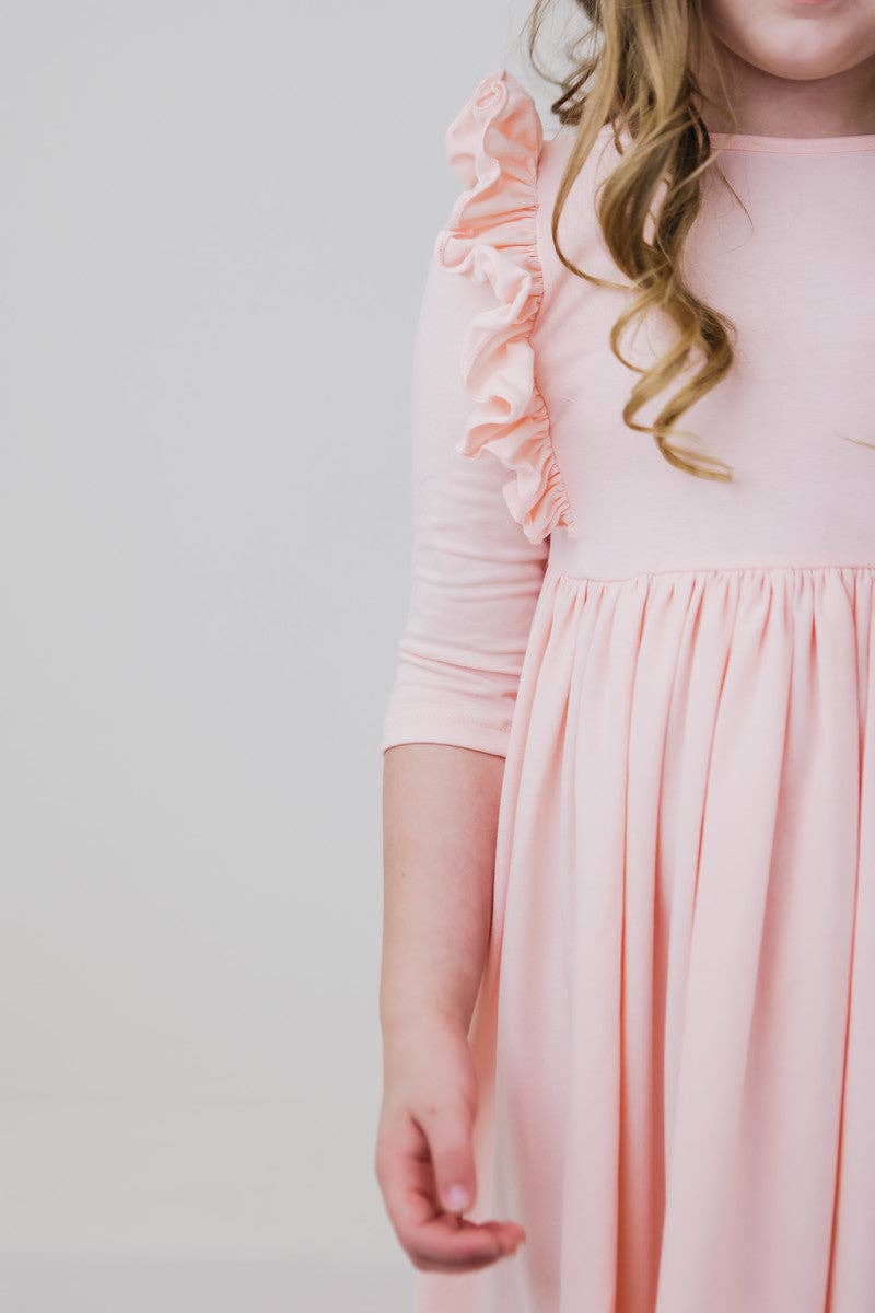 Petal Pink Twirl Ruffle Dress