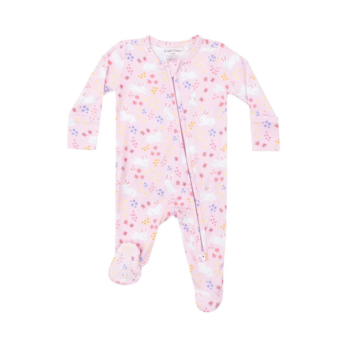 Pink Bunny Meadow Footie