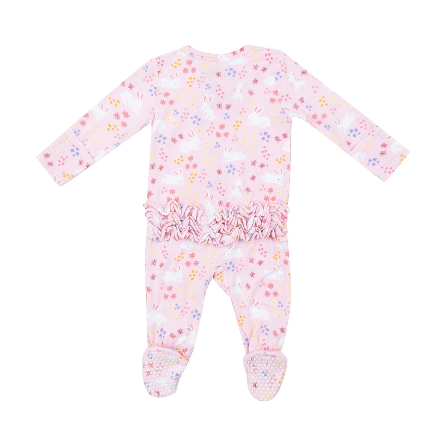 Pink Bunny Meadow Footie