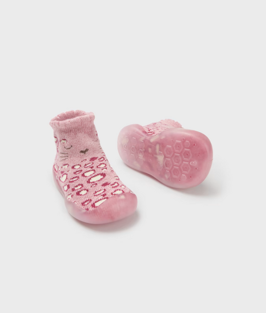 Kitty Cheetah Print Rubber Soft Sole Socks Prints