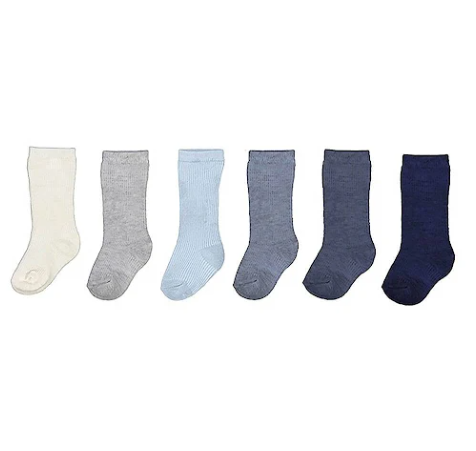 Blue 6 Pack Organic Cotton Socks
