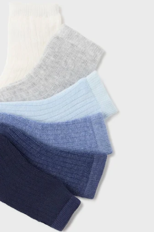 Blue 6 Pack Organic Cotton Socks