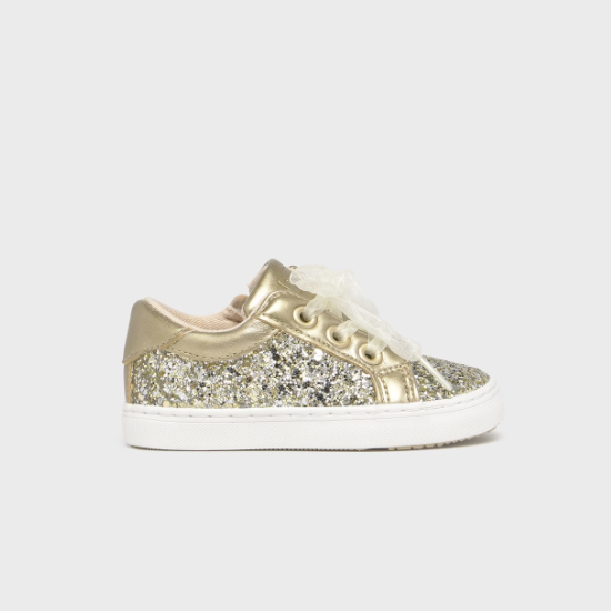 Girls Gold Glitter Sneakers