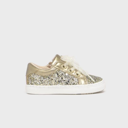 Girls Gold Glitter Sneakers