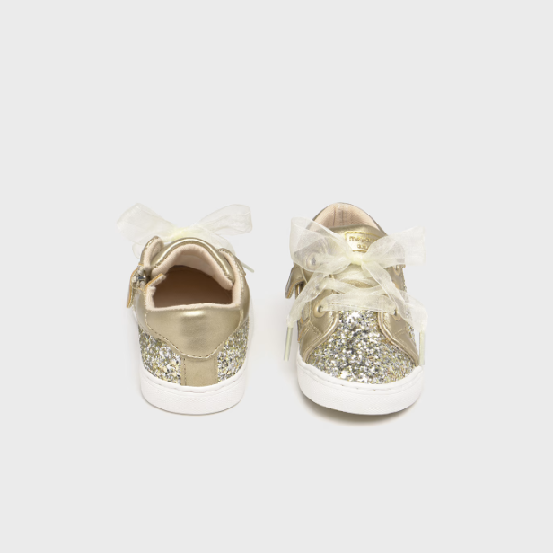 Girls Gold Glitter Sneakers