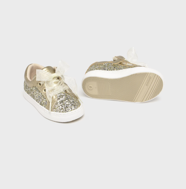 Girls Gold Glitter Sneakers