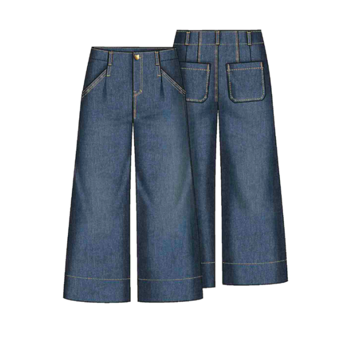 Girls Wide Leg Denim Pants
