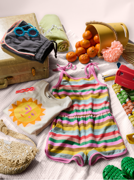 Girls Tie Shoulder Sporty Romper