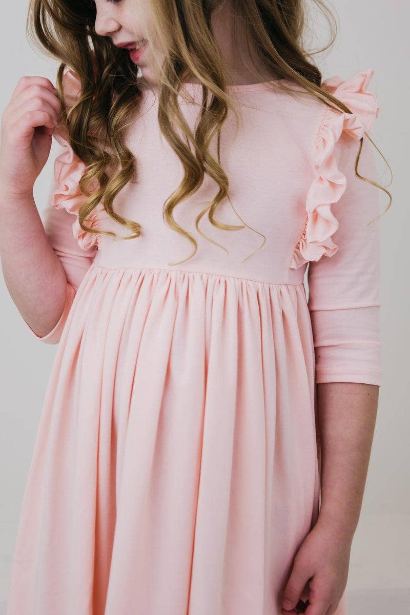 Petal Pink Twirl Ruffle Dress