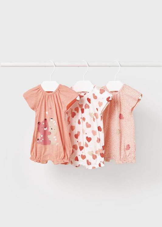 3-Piece Bears & Hearts Rompers