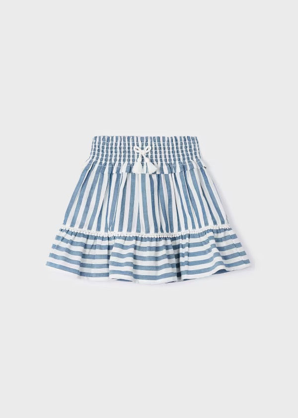 Blue Striped Cotton Skirt