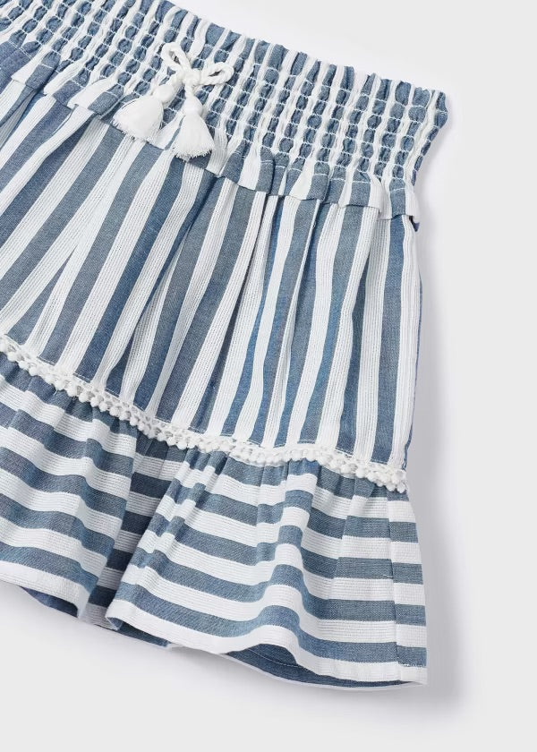Blue Striped Cotton Skirt