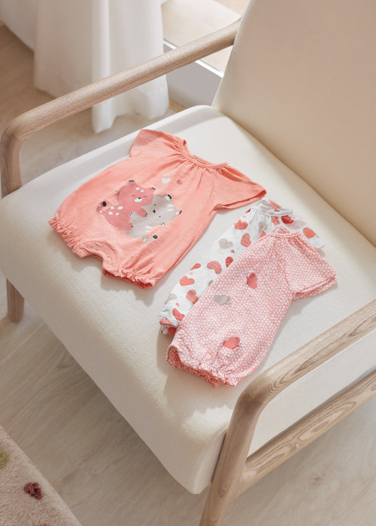 3-Piece Bears & Hearts Rompers