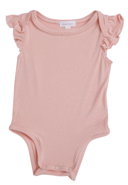 Girls Modern Basic Ruffle Onesie Pale Pink