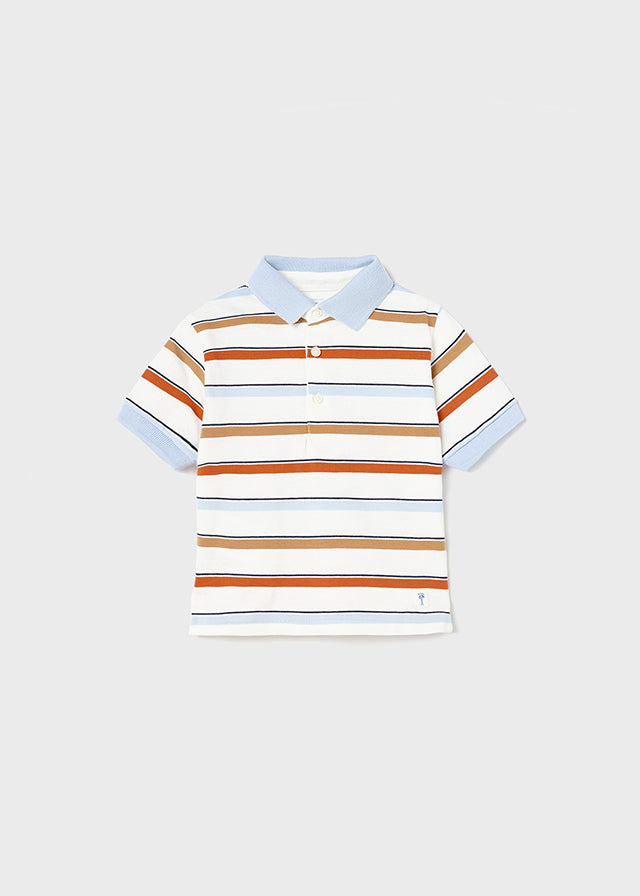 Boys Stripe Blue & Orange Polo Shirt
