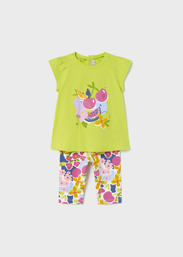 Girl 2 Piece Lime Printed Set