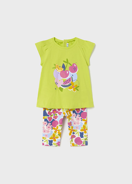 Girl 2 Piece Lime Printed Set