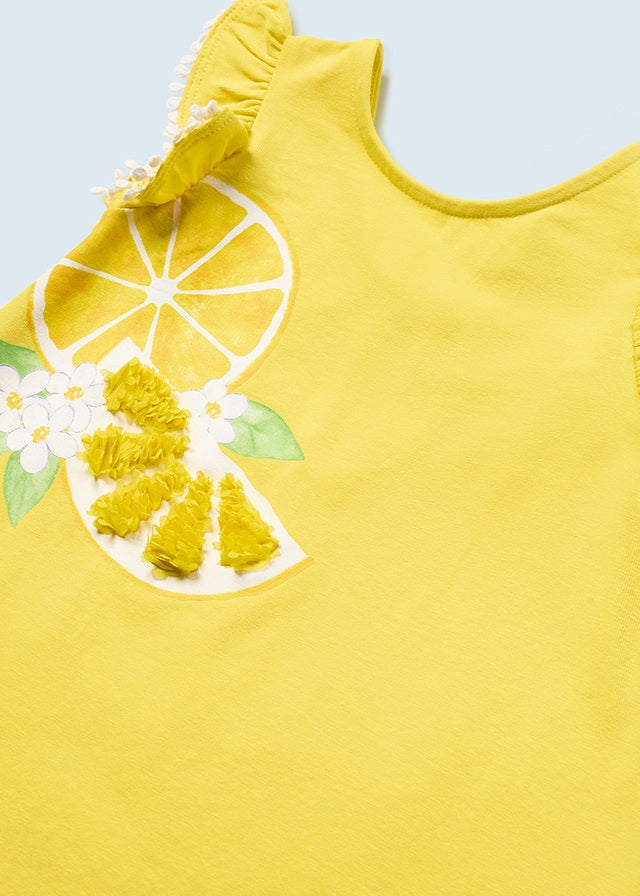 Girl Yellow Lemon Print Dress