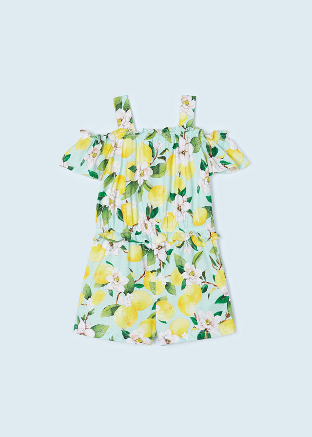 Aquamarine Print Knit Romper