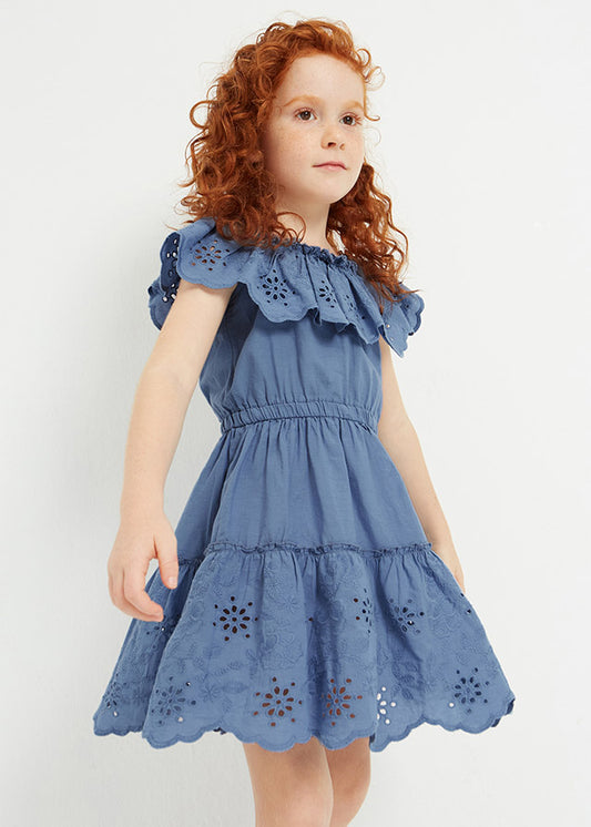 Girls Short Sleeve Eyelet Dress