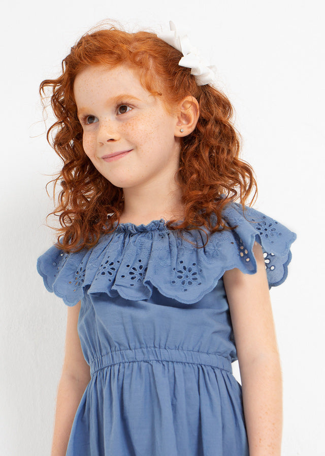 Girls Short Sleeve Eyelet Dress