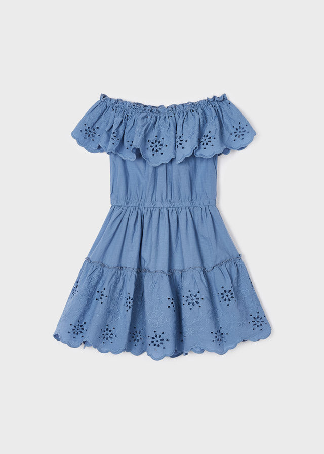 Girls Short Sleeve Eyelet Dress