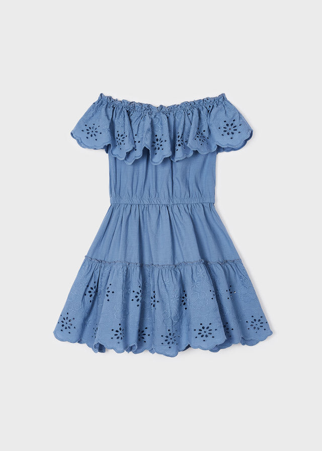 Girls Short Sleeve Eyelet Dress