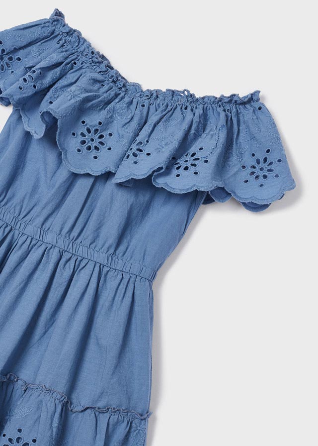 Girls Short Sleeve Eyelet Dress