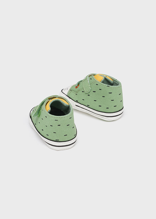 Newborn Mint Kitty Velcro Canvas Shoes