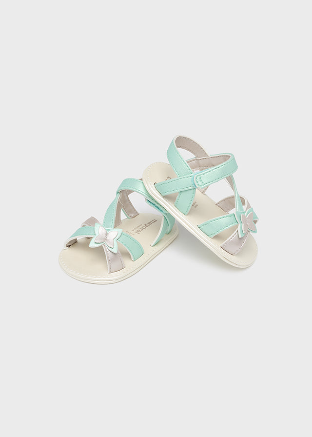 Girls Aqua Velcro Sandals