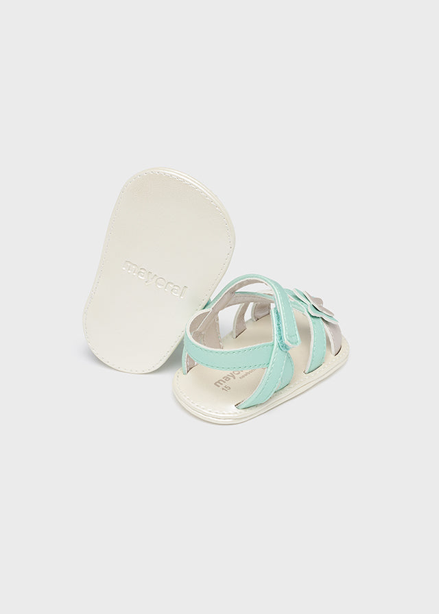 Girls Aqua Velcro Sandals