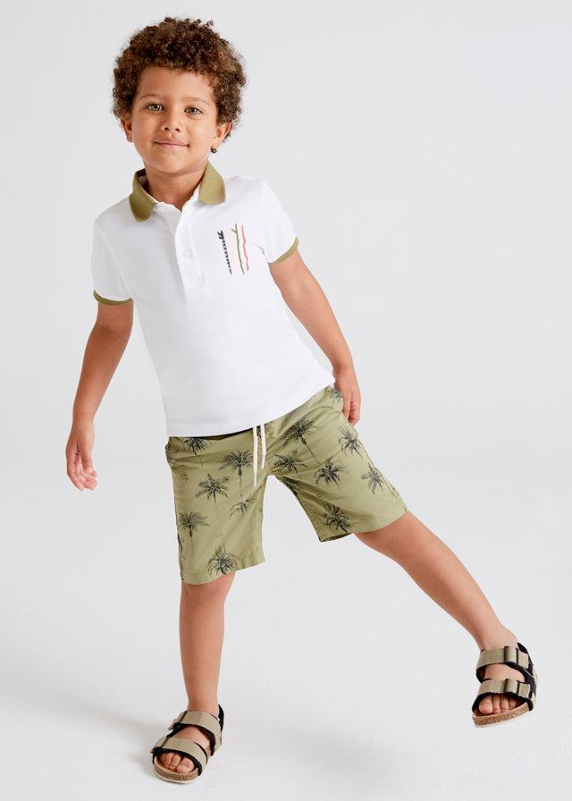 Boys Green Printed Shorts