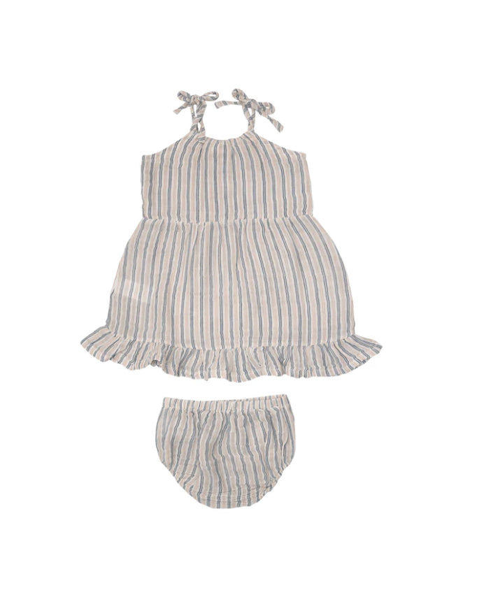 Stripe Navy Twirly Tank Dress & Diaper Cover