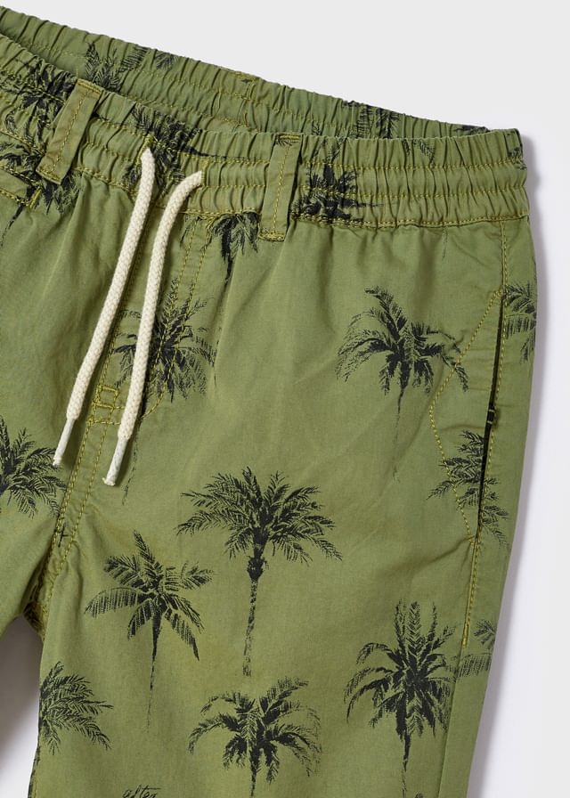 Boys Green Printed Shorts