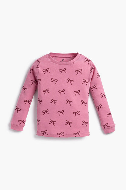 Girl Pink Ribbons Loungewear Set