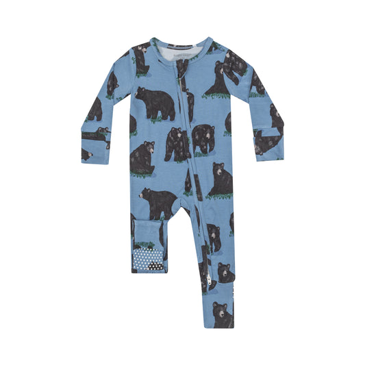 Black Bear Blue 2 Way Zipper Romper