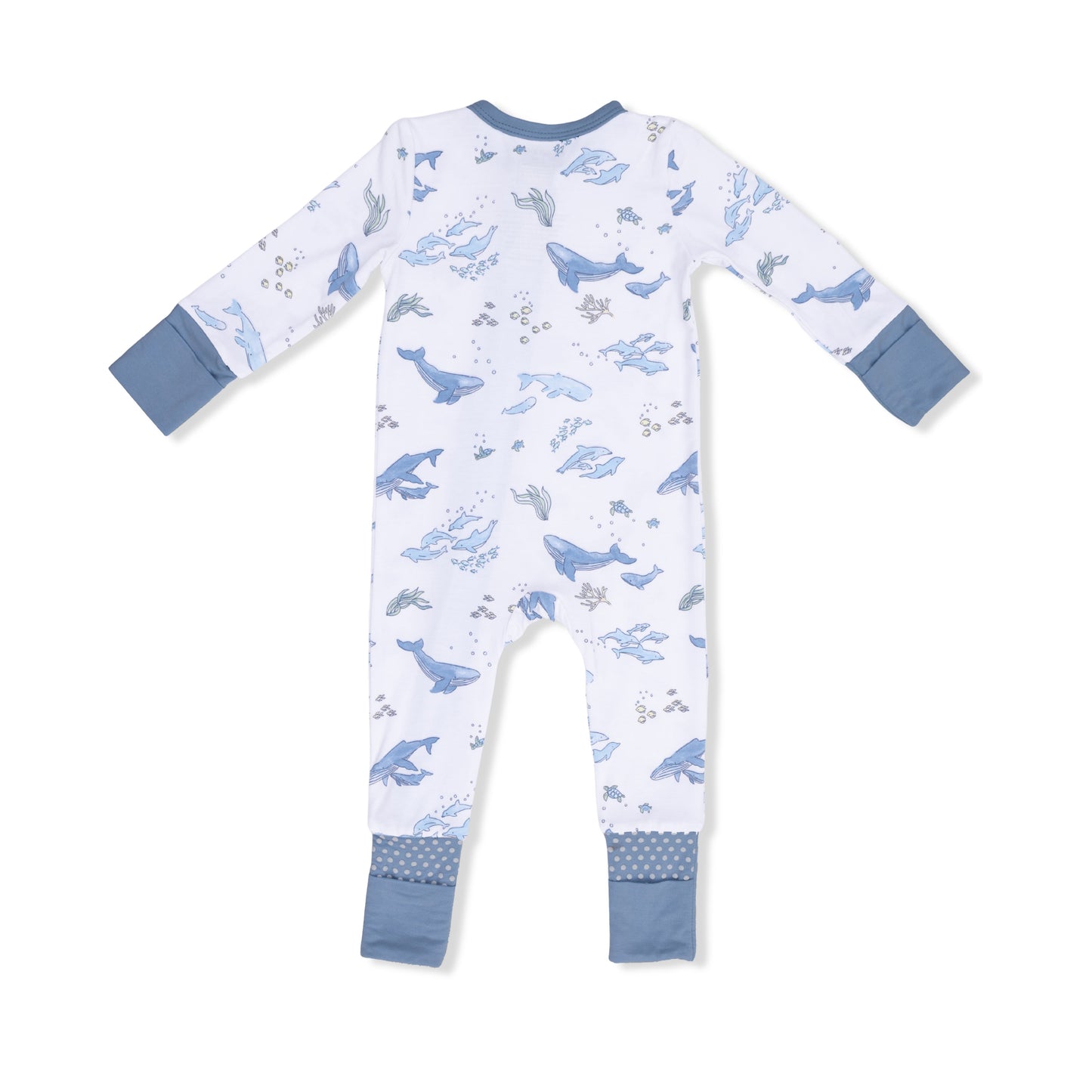 Watercolor Blue Whales Convertible Romper